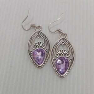 Elegant Silver and Purple Earrings